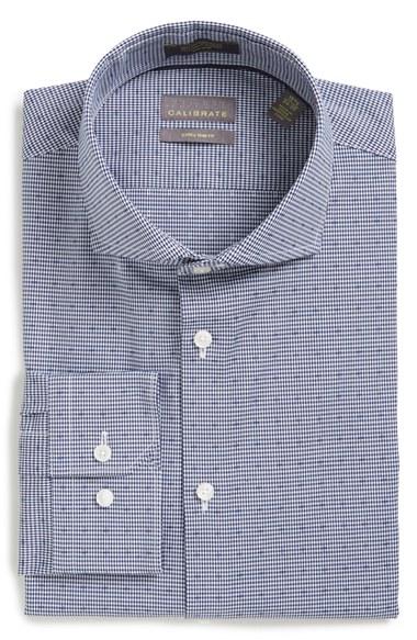 Men's Calibrate Extra Trim Fit Non-iron Check Stretch Dress Shirt
