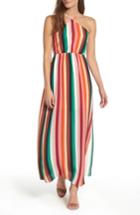 Women's Soprano Stripe Halter Maxi Dress - Green
