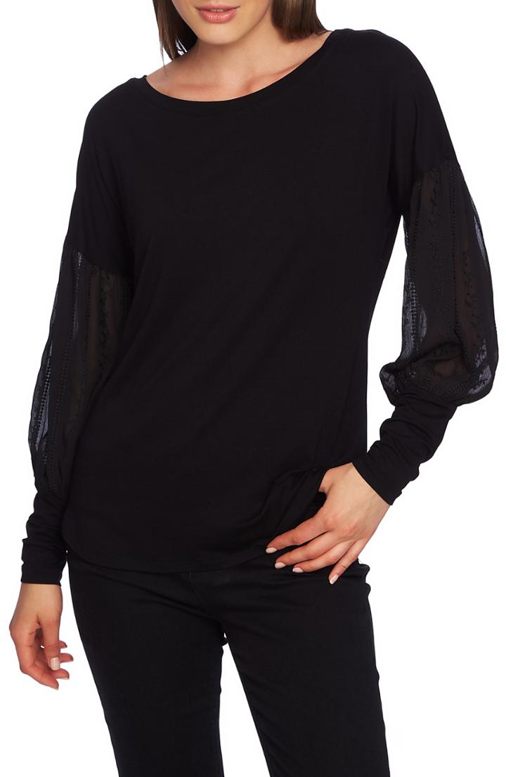 Women's 1.state Embroidered Sleeve Swing Tee - Black