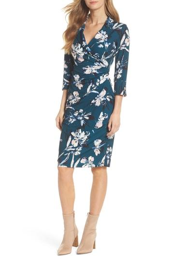 Women's Eliza J Faux Wrap Collared Dress - Green