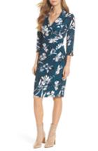 Women's Eliza J Faux Wrap Collared Dress - Green