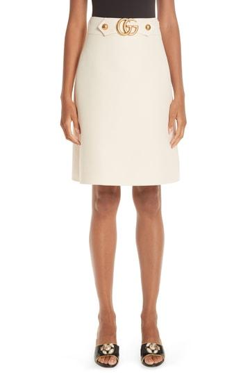 Women's Gucci Marmont Wool & Silk Cady Crepe A-line Skirt Us / 36 It - Ivory