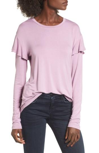 Women's Bp. Ruffle Shoulder Tee, Size - Purple