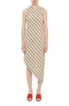 Women's Topshop Boutique Gingham Slash Back Asymmetrical Midi Dress Us (fits Like 0) - Ivory