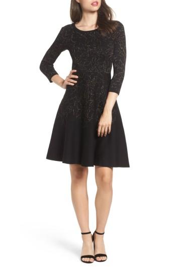 Women's Taylor Dresses Metallic Knit Fit & Flare Dress
