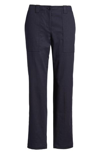 Women's Nordstrom Signature Stretch Cotton & Linen Ankle Pants - Blue