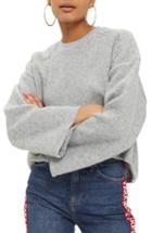 Women's Topshop Cut And Sew Wide Sleeve Sweater Us (fits Like 0) - Grey