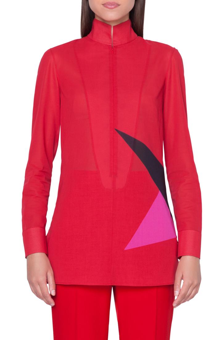 Women's Akris Double Diamond Print Cotton Tunic - Red