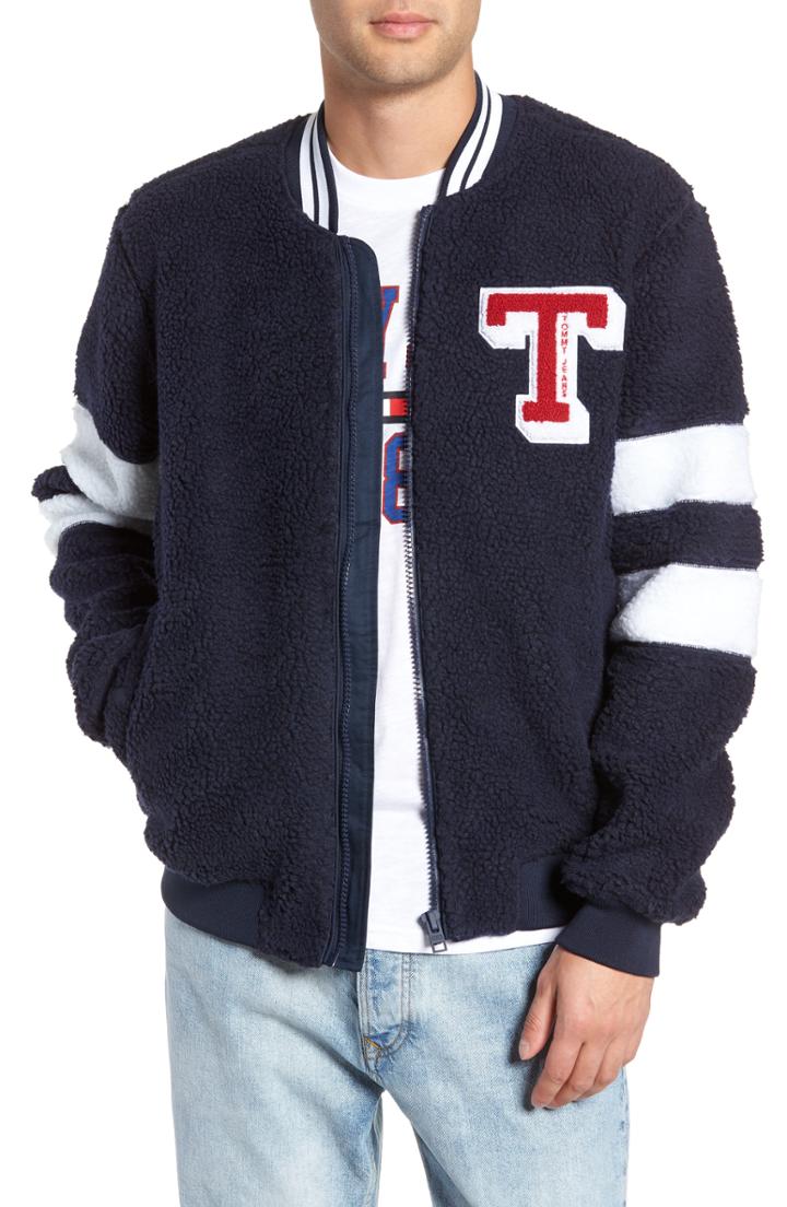 Men's Tommy Jeans Tjm Teddy Bomber Jacket - Blue