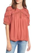 Women's Hinge Gathered Lace Top, Size - Pink