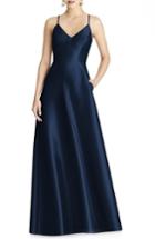 Women's Alfred Sung Strappy Sateen A-line Gown - Blue