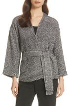 Women's Eileen Fisher Cotton Tweed Kimono Jacket, Size - Black