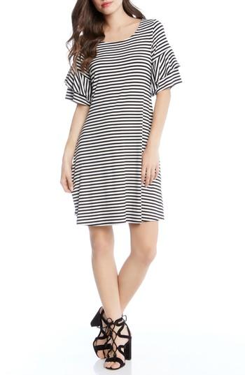 Women's Karen Kane Ruffle Sleeve Stripe Dress - Black