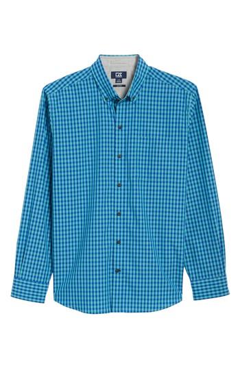 Men's Cutter & Buck Myles Non-iron Check Sport Shirt, Size - Green