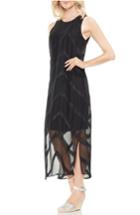 Women's Vince Camuto Sheer Chevron Maxi Dress, Size - Black