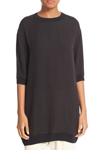 Women's Vince Rib Trim Silk Tunic
