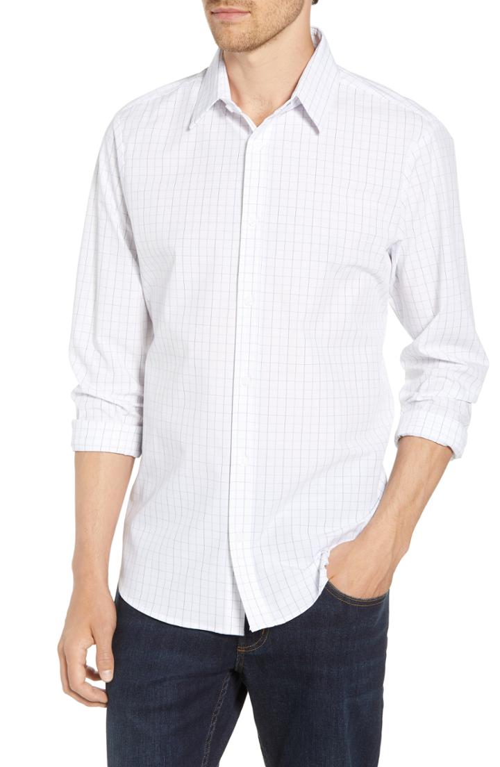 Men's Mizzen+main Buckner Slim Fit Grid Performance Sport Shirt