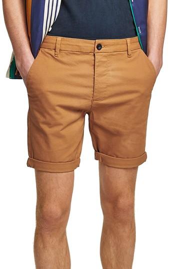 Men's Topman Skinny Fit Chino Shorts - Orange
