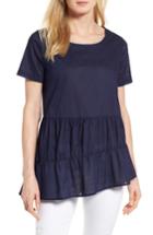 Petite Women's Pleione Ruffle Tier Stripe Top P - Blue
