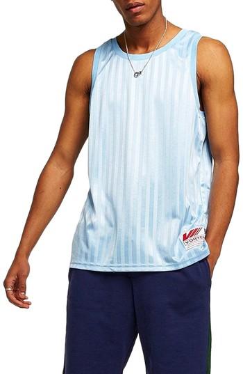 Men's Topman Sports Logo Tank, Size - Blue