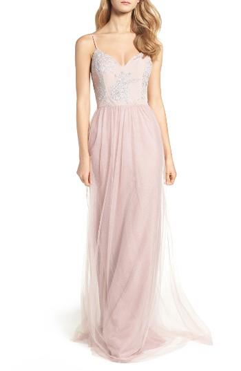 Women's Hayley Paige Occasions Metallic Embellished Gown - Pink
