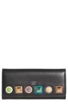 Women's Fendi Rainbow Stud Calfskin Leather Wallet On A Chain - Black