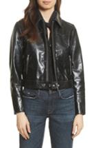 Women's Frame Leather Jacket - Black