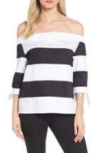 Women's Ming Wang Off The Shoulder Stripe Top - White