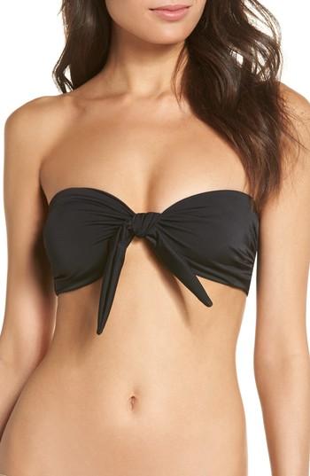 Women's Leith Riviera Tie Front Bandea Bikini Top - Black