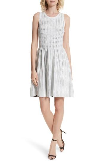 Women's Milly Dot Pleat Fit & Flare Dress, Size - White