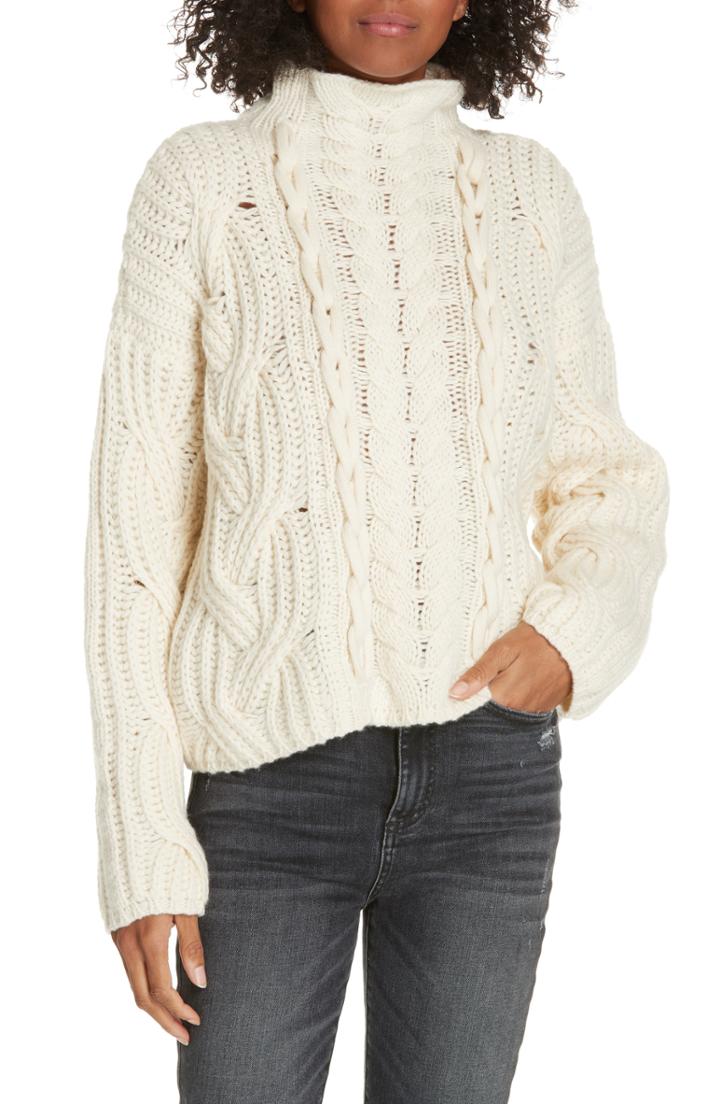 Women's Lewit Mix Cable Wool & Cashmere Sweater - Ivory