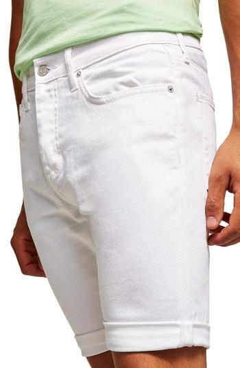 Men's Topman Morgan Stretch Skinny Shorts - White