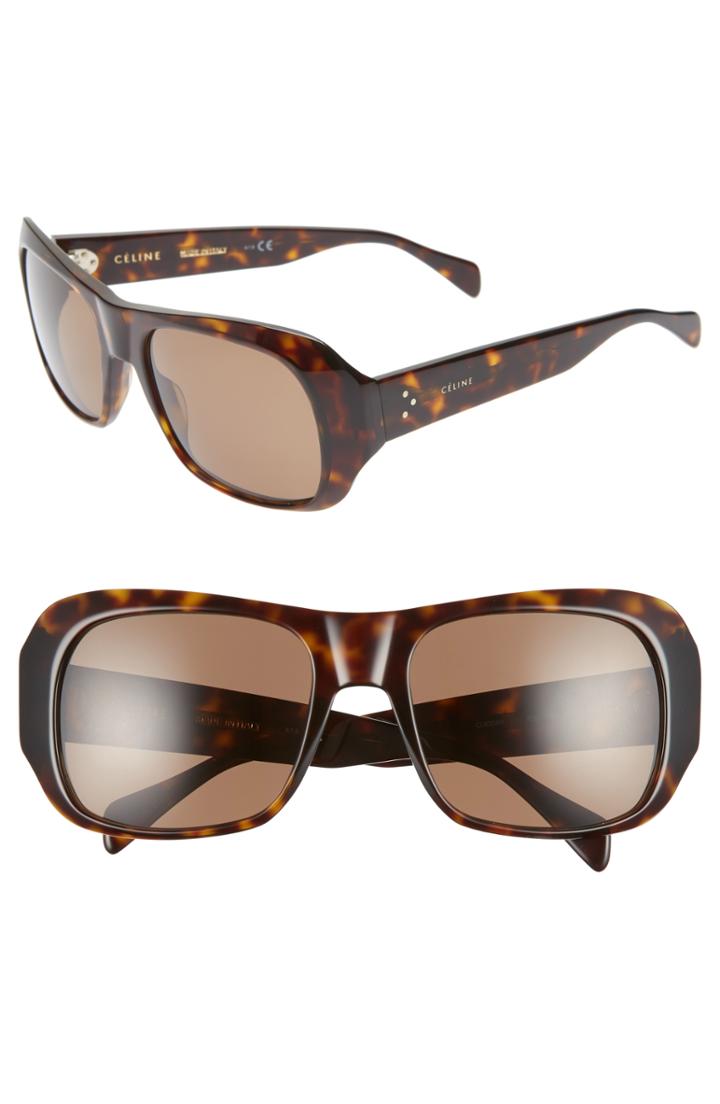 Women's Celine 56mm Special Fit Polarized Wrap Sunglasses - Dark Havana/ Roviex