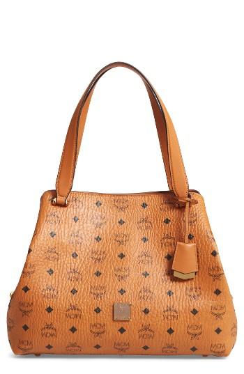 Mcm Signature Visetos Coated Canvas Shoulder Bag - Brown