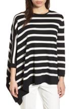 Women's Anne Klein Asymmetrical Striped Sweater - Black