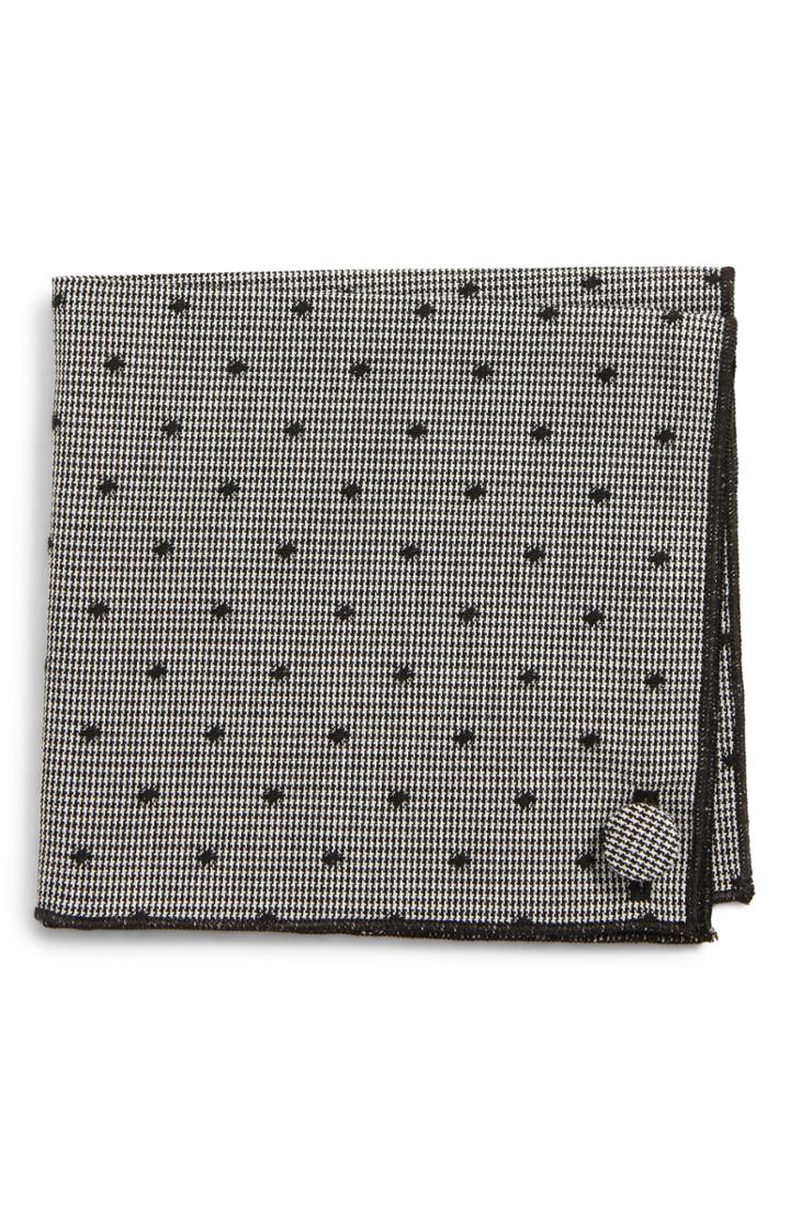 Men's Armstrong & Wilson Houndstooth Wool Pocket Square, Size - Grey