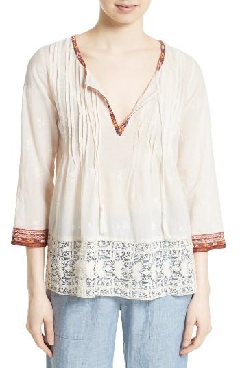 Women's Joie Gustavie Embroidered Cotton Blouse, Size - White