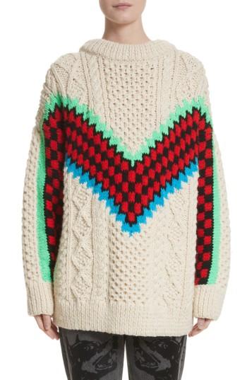 Women's Ashley Williams M Chunky Cable Knit Wool Sweater