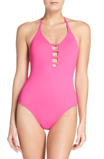 Women's La Blanca Caged Strap One-piece Swimsuit - Purple