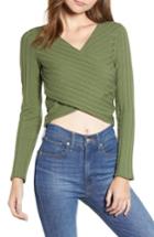 Women's Bp. Rib Knit Wrap Top, Size - Green