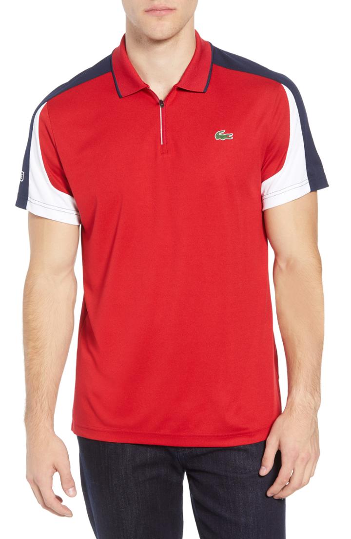 Men's Lacoste Ultra Dry Colorblock Pique Polo (xl) - Red