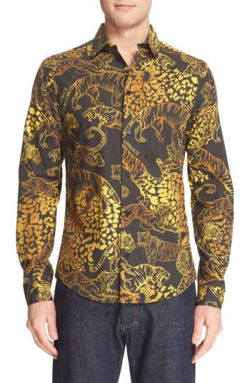Men's Versace Jeans Allover Animal Print Woven Shirt