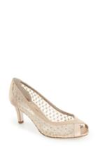 Women's Adrianna Papell 'zandra' Crystal Embellished Peep Toe Pump M - Beige