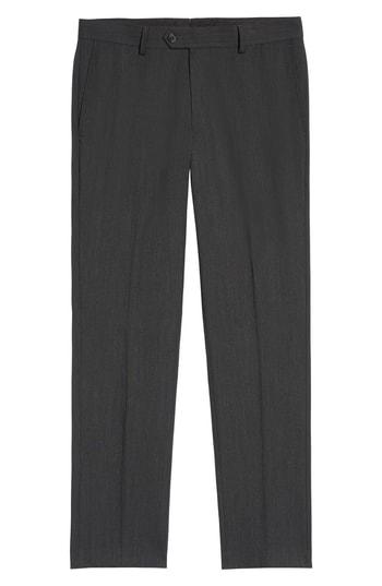 Men's Nordstrom Men's Shop Trim Fit Flat Front Wool Blend Pants X 32 - Grey