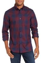 Men's Nordstrom Men's Shop Slim Fit Check Sport Shirt, Size - Burgundy