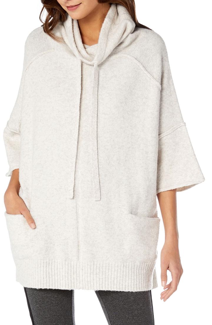 Women's Michael Stars Funnel Neck Poncho - Red