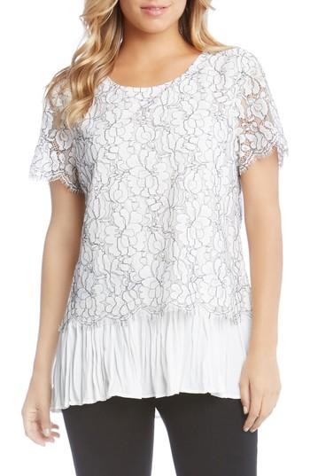 Women's Karen Kane Contrast Hem Lace Top - Ivory