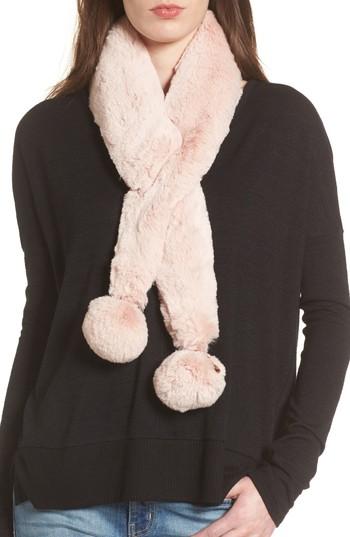 Women's Ted Baker London Pompom Faux Fur Scarf, Size - Pink