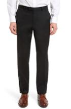 Men's Boss Leenon Flat Front Regular Fit Solid Wool Trousers R - Black