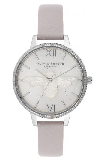 Women's Olivia Burton Celestial Bee Leather Strap Watch, 34mm